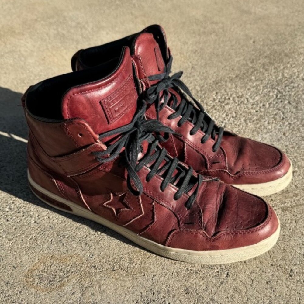 John Varvatos Premium Leather Converse Weapon Mid 'Cordovan' Burgundy Red